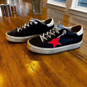 Golden Goose High Star- Size 40- Black, Hot Pink, and Silver Laces